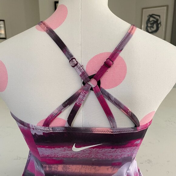 Nike Athletic Landscape Print Poly Blend Racer Back Tank Top Shelf Bra Purple S - Picture 6 of 13
